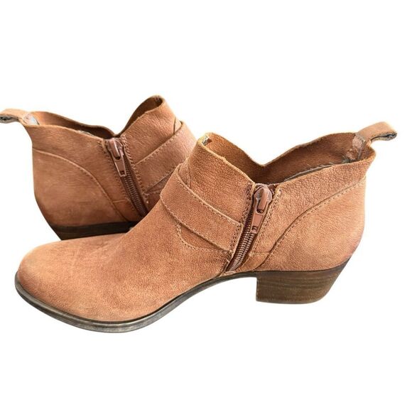 Lucky Brand Boomer Casual Ankle Boots Womens Size 5.5M EUR 35.5 Brown Leather - Picture 2 of 6